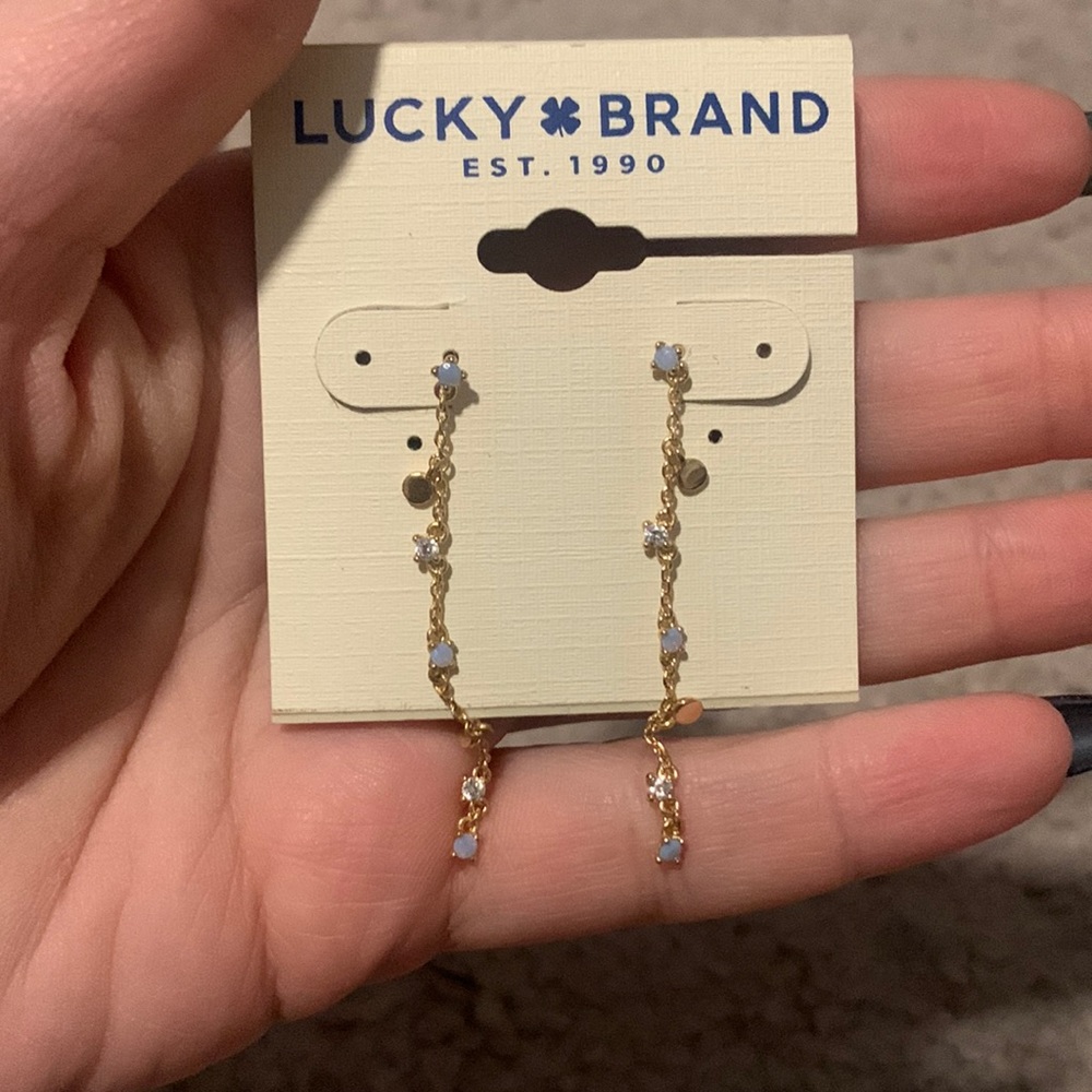 Lucky Brand Blue/Clear Dangly Earrings